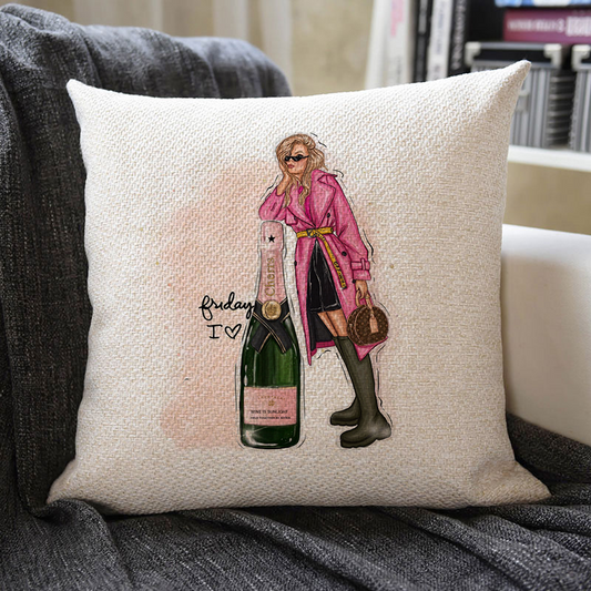 Celebration With Champagne Linen Pillowcase