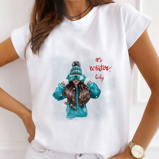 HAPPY Christmas Women White T-Shirt L