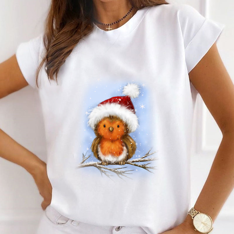Lovely Christmas Ladies White T-Shirt Z
