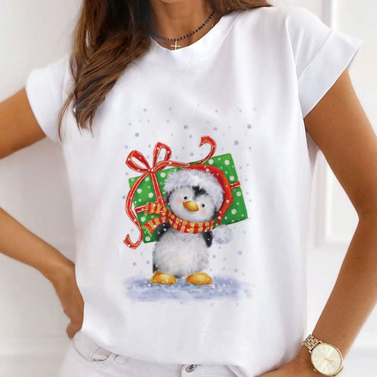 Merry Christmas Ladies White T-Shirt H