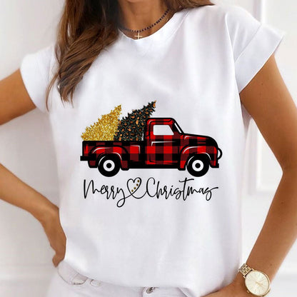 Merry Christmas Women White T-Shirt F