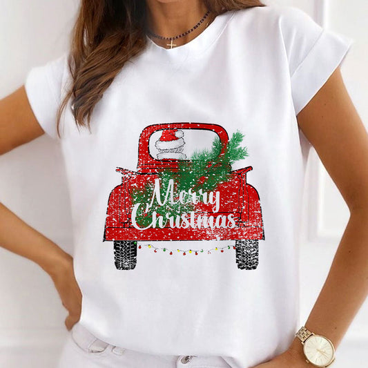 2021 Fashion Christmas White Shirt For Ladies F