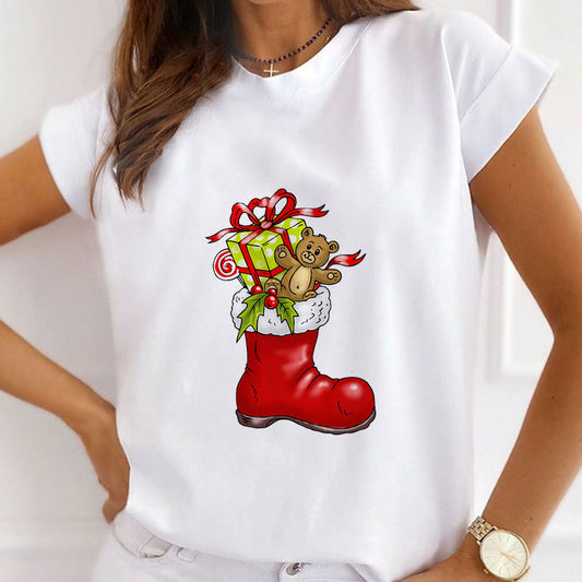 2021 Fashion Christmas White Shirt For Ladies X