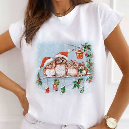 Beautiful Christmas Ladies White T-Shirt D