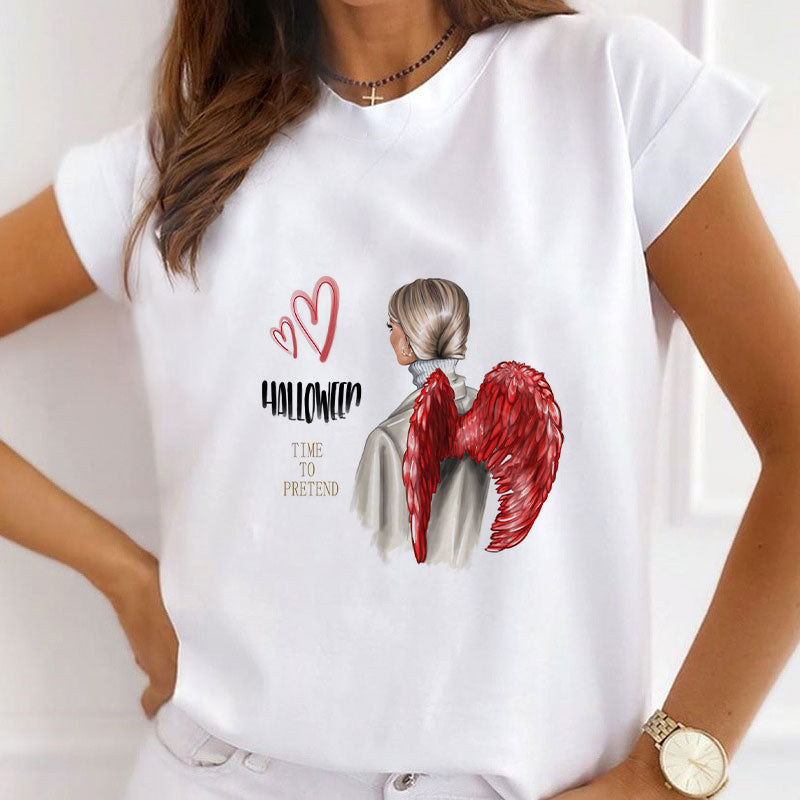 Happy Halloween Ladies White T-Shirt S