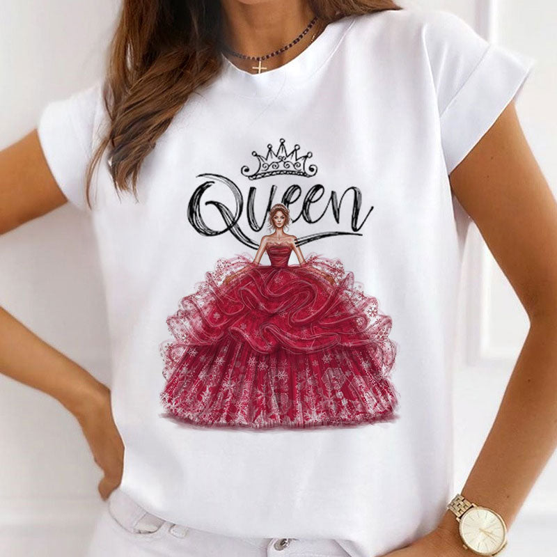 Style T£º  Like A Queen Female White T-Shirt