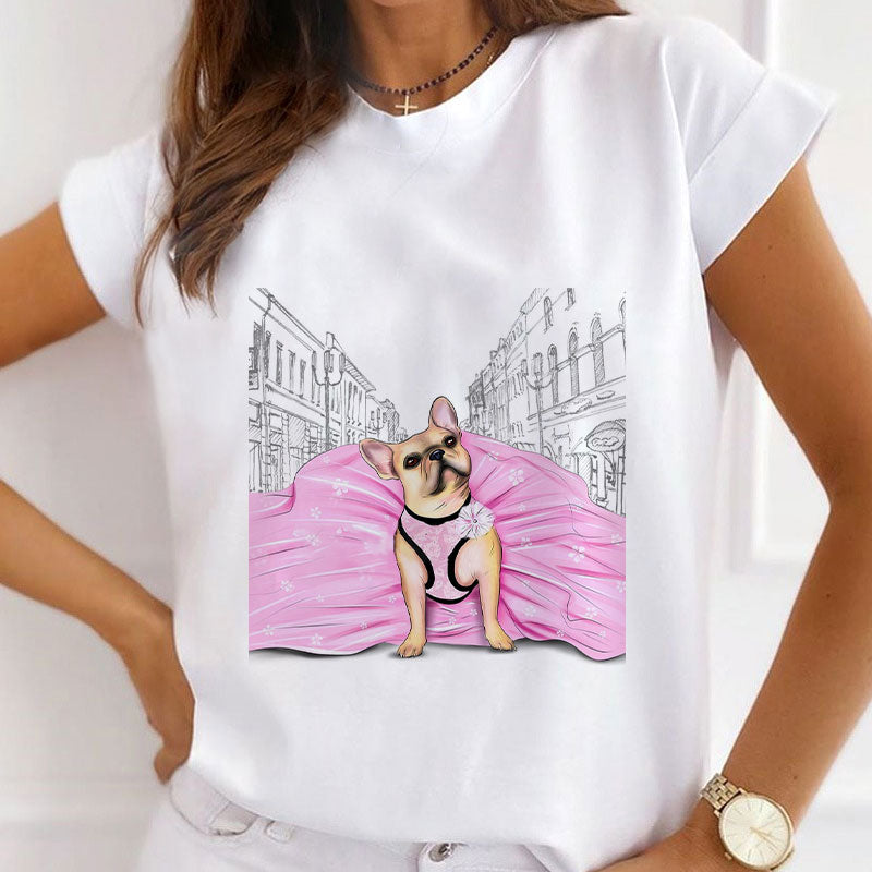 Style M :  Crazy Dog Lady Women White T-Shirt