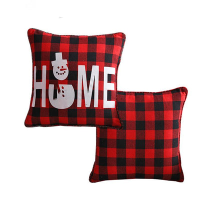 Christmas Red And Black Plaid Elk Pillowcase