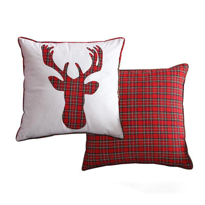 Christmas Red And Black Plaid Elk Pillowcase