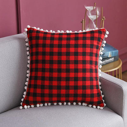 Christmas Red And Black Plaid Elk Pillowcase