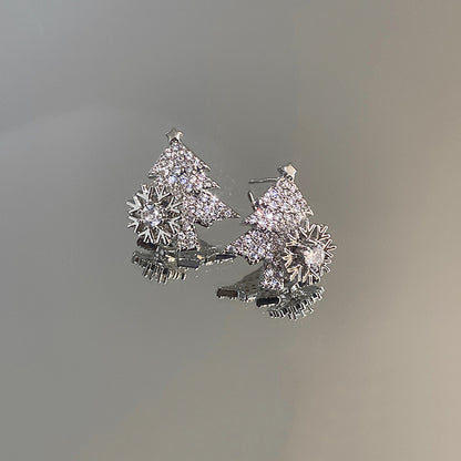 Spinning Snowflake Silver Pin Christmas Earrings