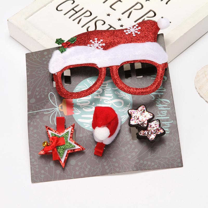 Christmas Cute Glasses Hair Card Decoration Set Box