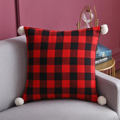 Christmas Red And Black Plaid Elk Pillowcase