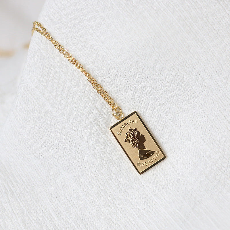 18K Gold Plated  Relief sculpture Necklace