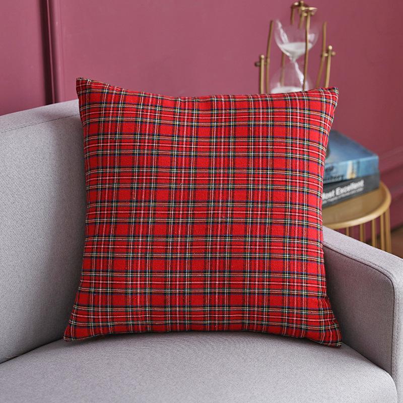 Christmas Red And Black Plaid Elk Pillowcase