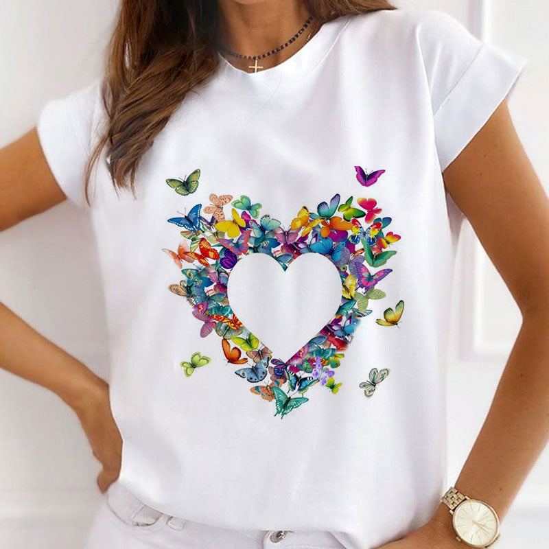 Style W :  Butterfly White T-Shirt Women