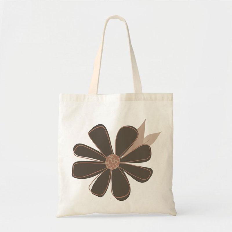 DARK BROWN DAISY CANVAS BAG