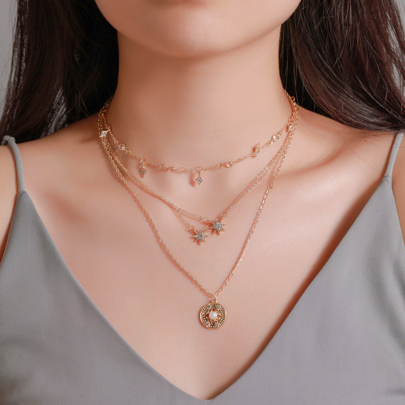 Long Multi-Layered Star Necklace