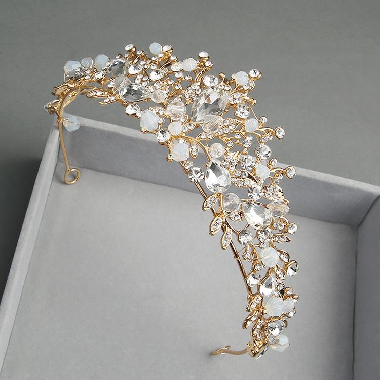 Handmade Rhinestone Crown Tiara Earring Set