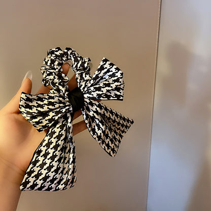 Houndstooth Bow Hair Tie