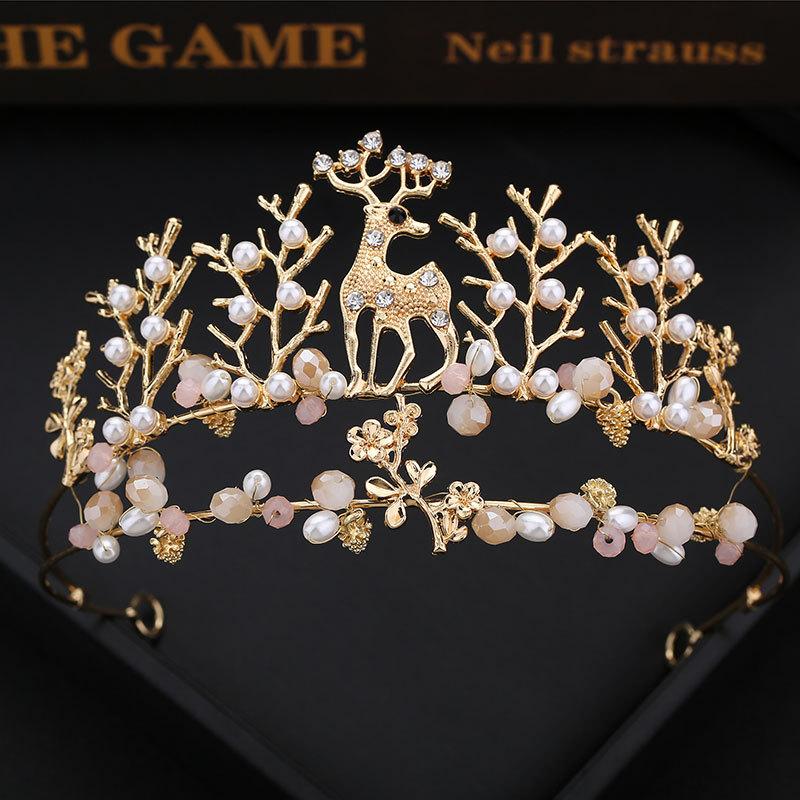 Handmade Rhinestone Fawn Crown Tiara