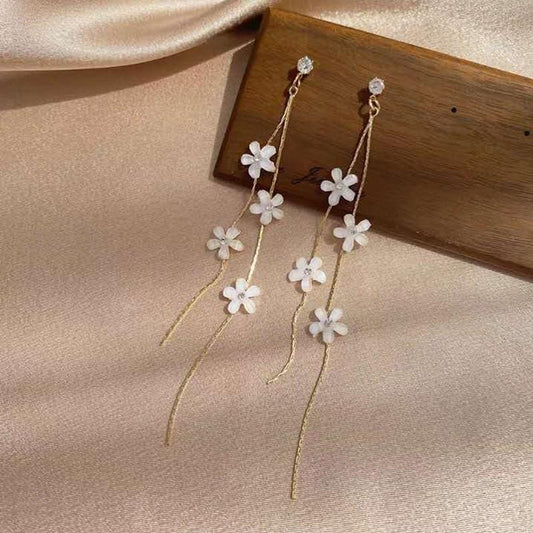 Long Flower Tassel Earrings