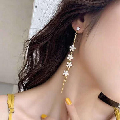 Long Flower Tassel Earrings