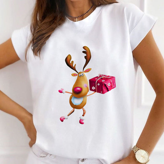 2021 Christmas Fashion Women White T-Shirt G