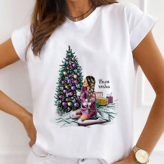 HELLO 2021 Christmas Women White T-Shirt U