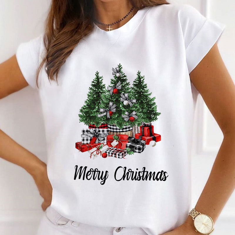 HELLO Christmas Women White T-Shirt V