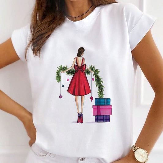 HAPPY 2021 Christmas Women White T-Shirt F