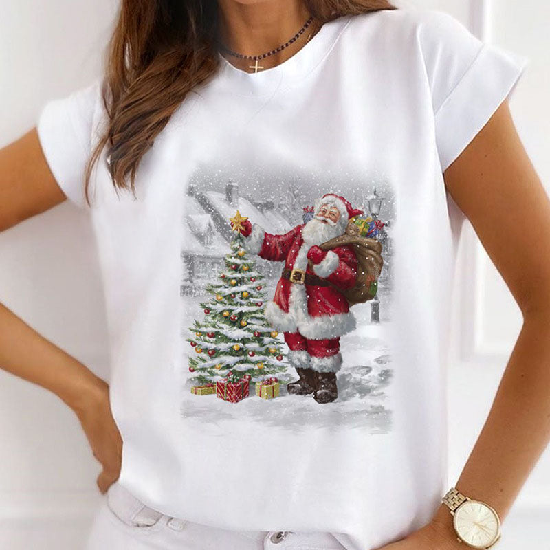 HAPPY 2021 Christmas Women White T-Shirt H