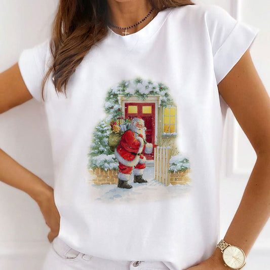 Hello Christmas Ladies White T-Shirt C