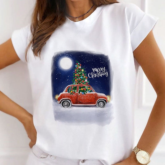 HAPPY 2021 Christmas Women White T-Shirt K