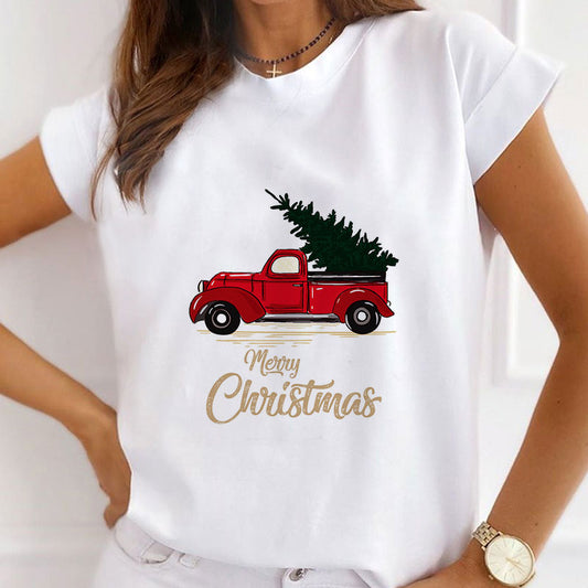 Hello Christmas Ladies White T-Shirt D