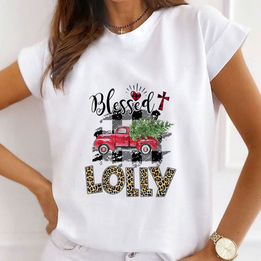 Hello Christmas Ladies White T-Shirt M