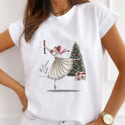 Hello Christmas Ladies White T-Shirt N