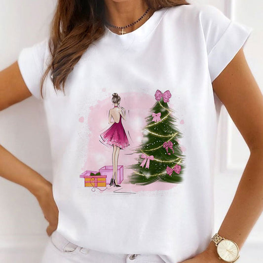 HAPPY 2021 Christmas Ladies White T-Shirt C