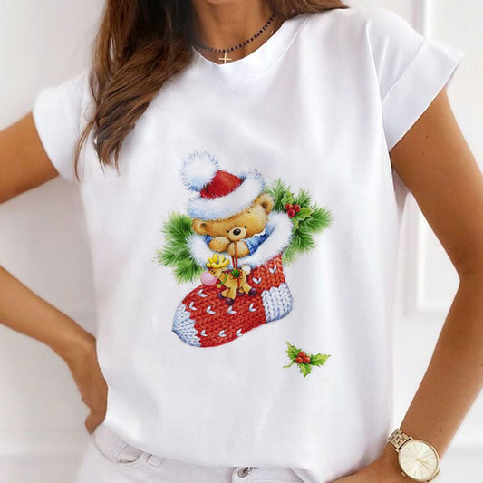 Hello Christmas Ladies White T-Shirt S