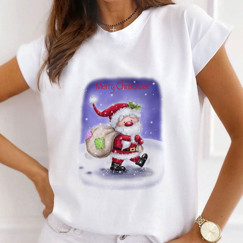 Hello Christmas Ladies White T-Shirt U