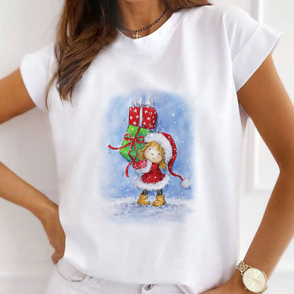 Hello Christmas Ladies White T-Shirt X