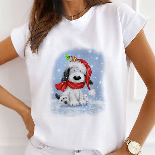 Hello Christmas Ladies White T-Shirt Z