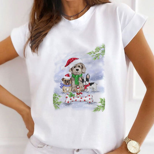 HAPPY 2021 Christmas Ladies White T-Shirt B