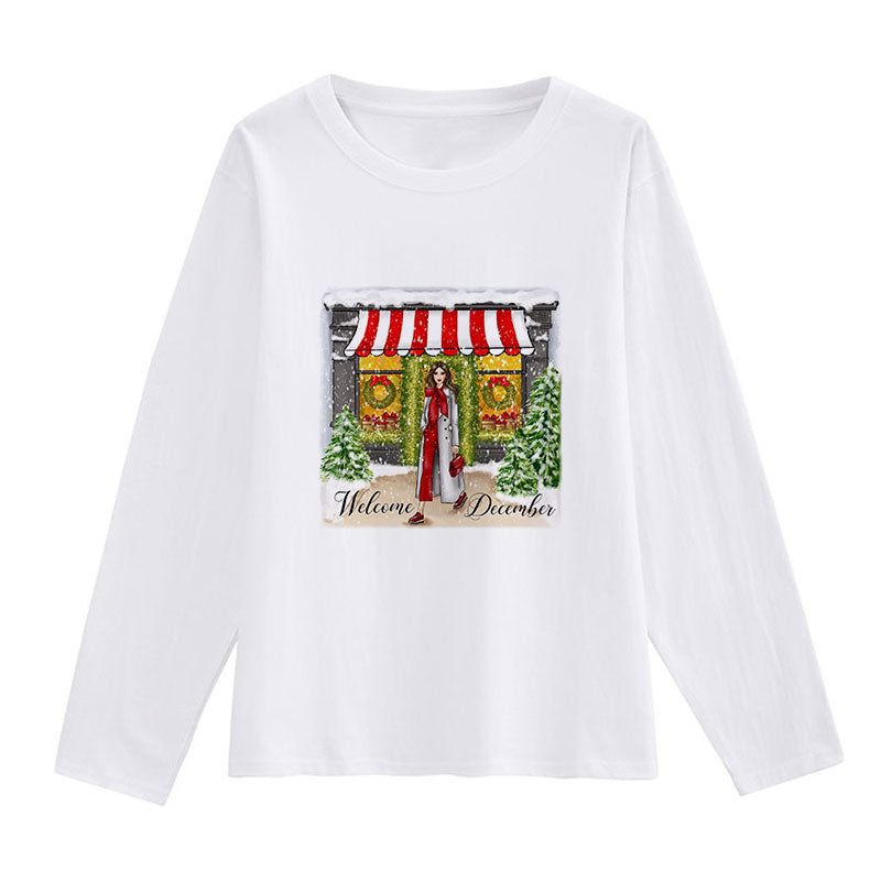 Hello Christmas Ladies White T-Shirt P