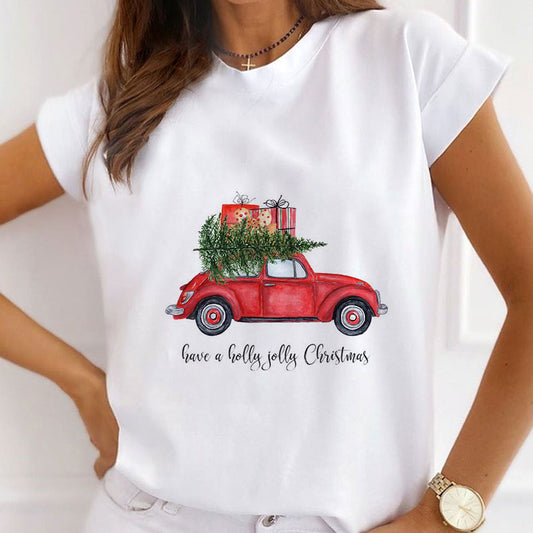 Hello Christmas Ladies White T-Shirt H