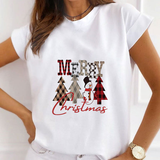 Hello Christmas Ladies White T-Shirt L